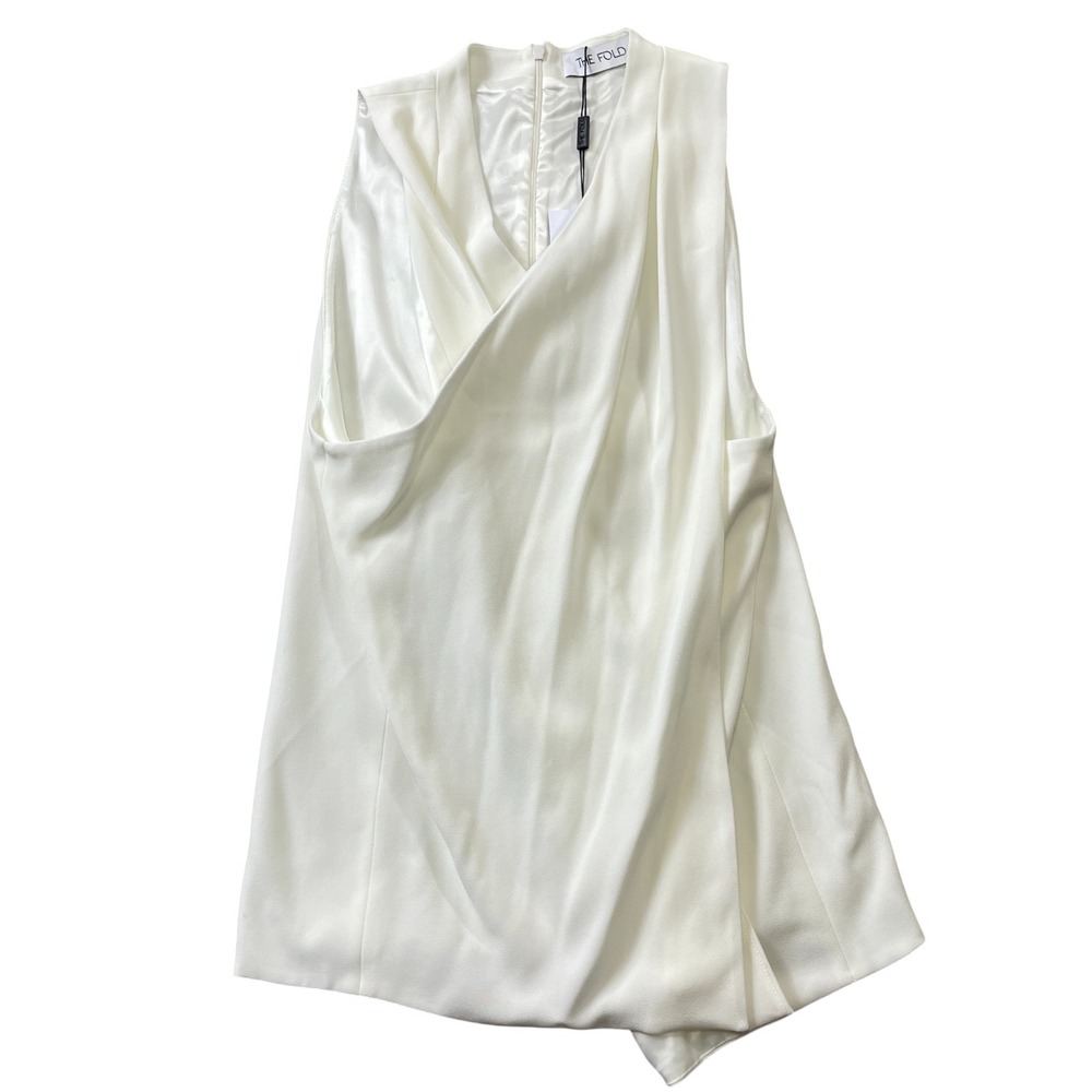 The Fold Ivory 10 NEW w/tags Clever‎ Crepe Cascia Wrap Style Sleeveless Top